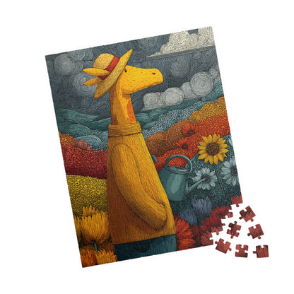 Giraffe Gardener Jigsaw Puzzle, Wildlife Themed Puzzle for Adults and Kids, Family Game, Gift for Animal Lovers 252 pcs (Vertical) Puzzle The Puzzle Chest