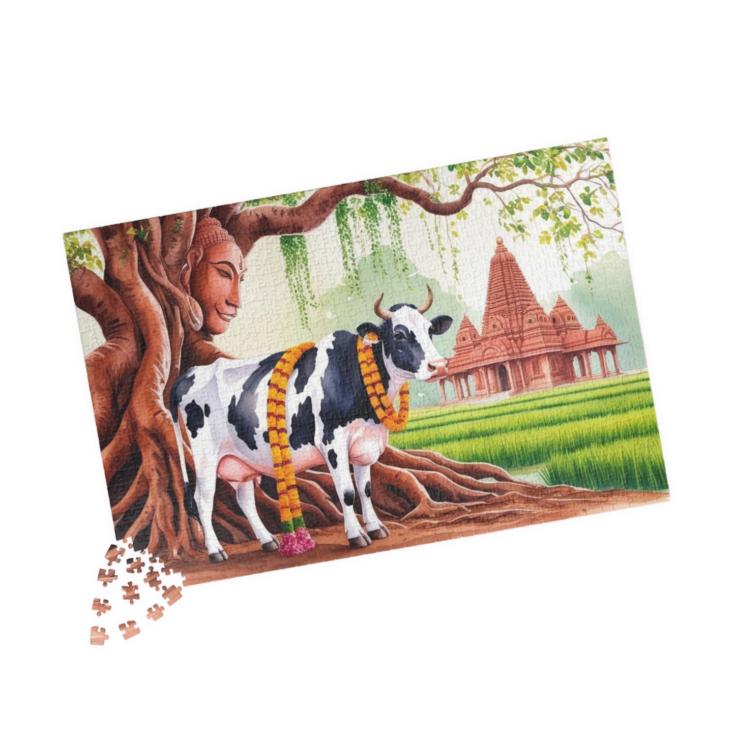 Serene Cow Puzzle - 110 to 1014 Pieces, Meditation Gift for Cow Lovers, Family Fun Activity, Unique Home Entertainment, Mindfulness Puzzle