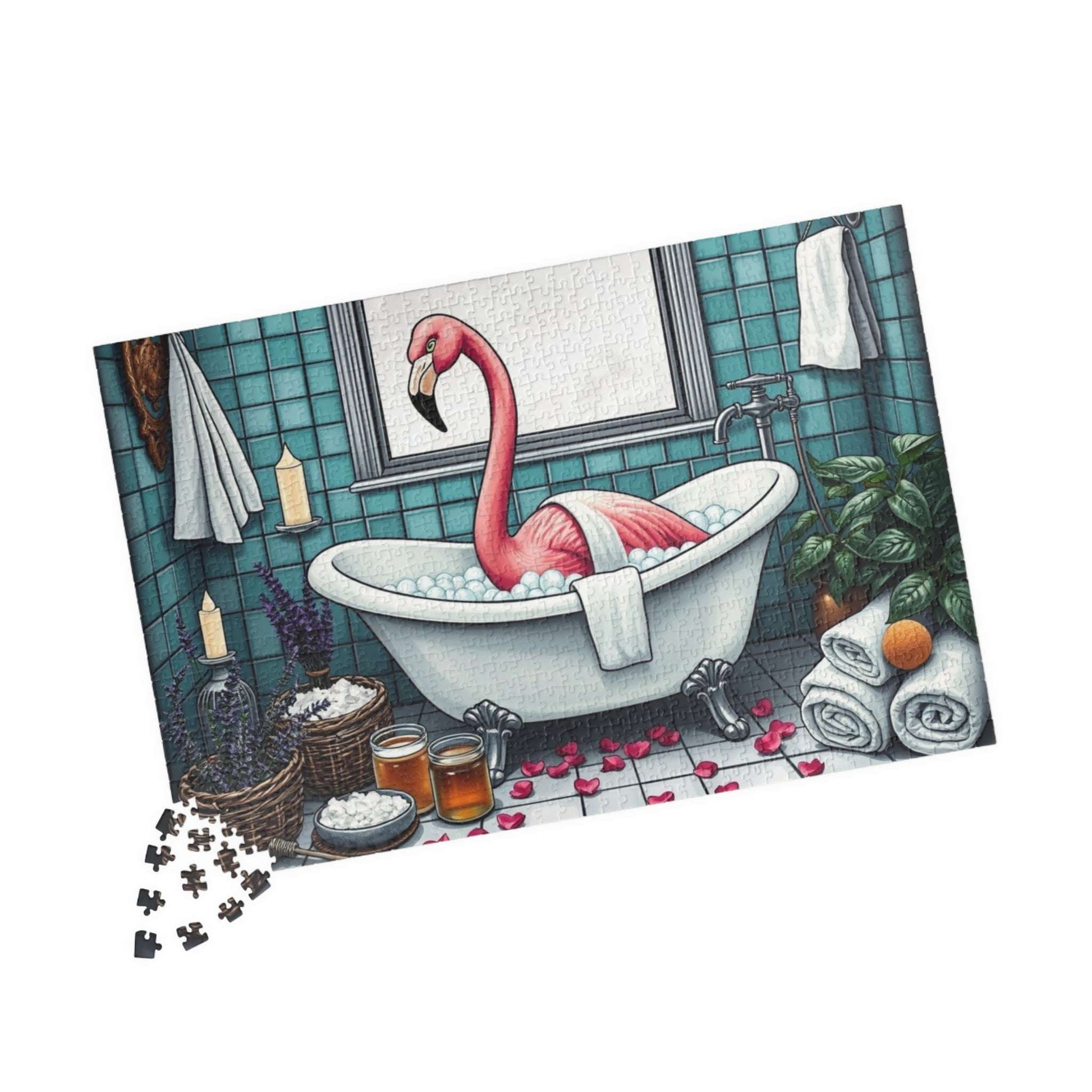 Spa Day Flamingo Puzzle - Charming Holiday Birthday Gift for Friends, Family Bonding Time, Game Night, Puzzle Enthusiasts Puzzle The Puzzle Chest