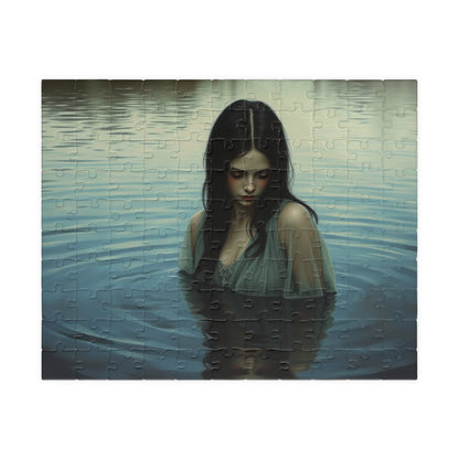 The Veil Between Gothic Jigsaw Puzzle, Mystical Reflection, Enigmatic Water Scene, Gothic Art Print, Gift for Friend, Solo Fun, Game Nights 110 pcs (Horizontal) Puzzle The Puzzle Chest