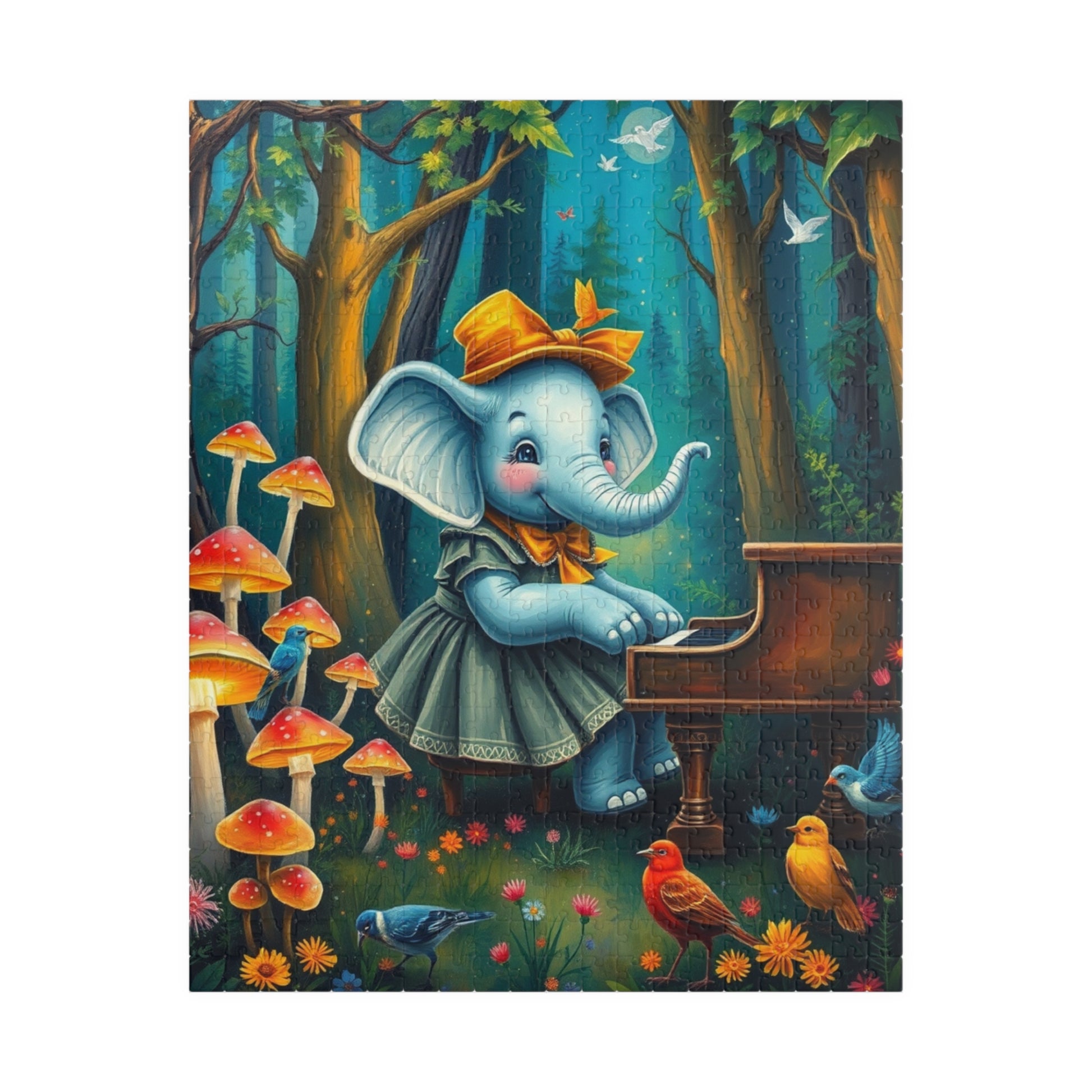 Whimsical Elephant Puzzle - 110, 252, 520, 1014-piece, Puzzle for Adults, Family Fun Activity, Birthday Gift Idea for Animal Lover 520 pcs (Vertical) Puzzle The Puzzle Chest