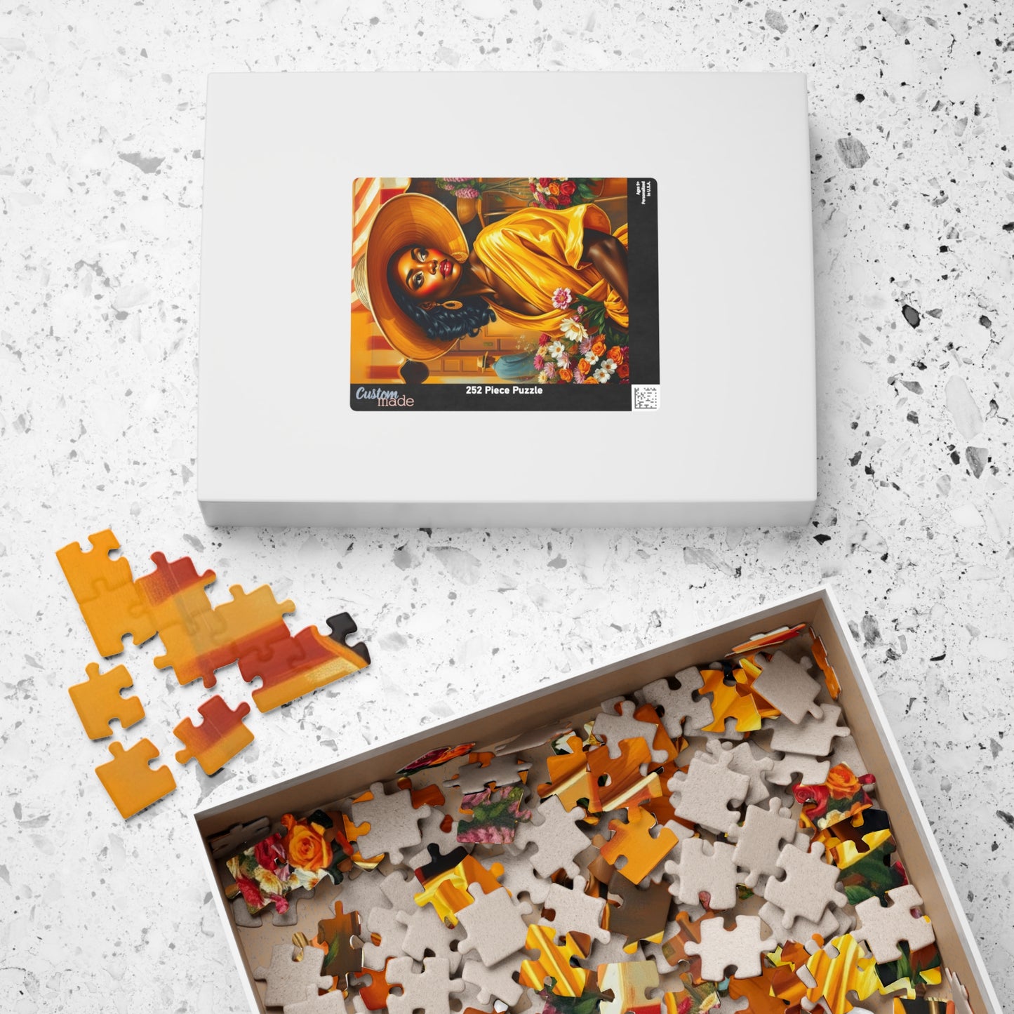 Colorful African American Puzzle Art - Beautiful Black Woman in Yellow Dress, 110-1014 pieces, Gift for Art Lovers, Home Decor, Puzzle Night Puzzle The Puzzle Chest