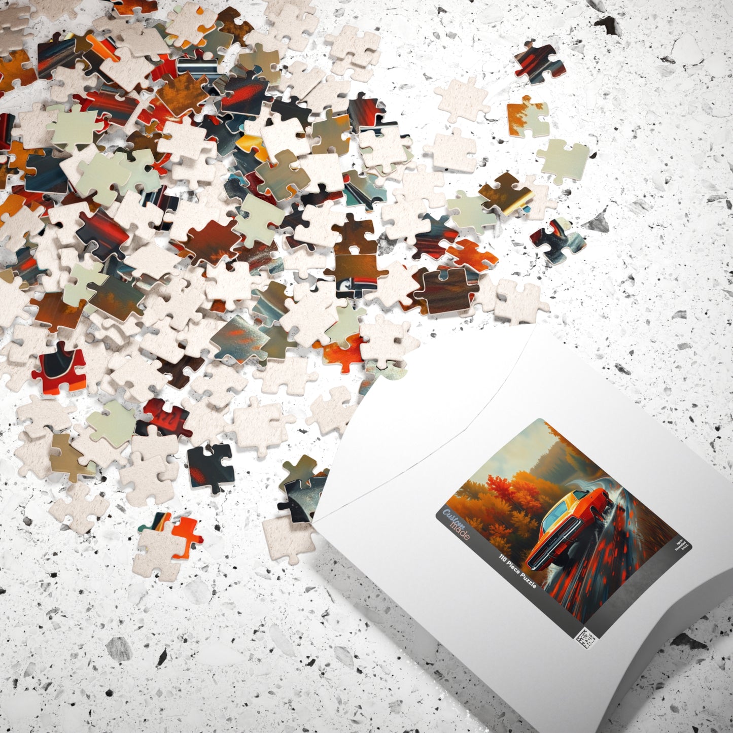 Vintage Car Puzzle - Classic 1969 Charger, Autumn Road Trip Scene Puzzle The Puzzle Chest