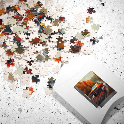 Vintage Car Puzzle - Classic 1969 Charger, Autumn Road Trip Scene Puzzle The Puzzle Chest