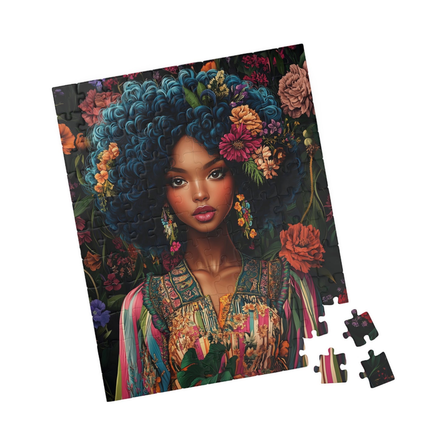 Afro Floral Portrait Puzzle | 110-1014 Piece Art Jigsaw