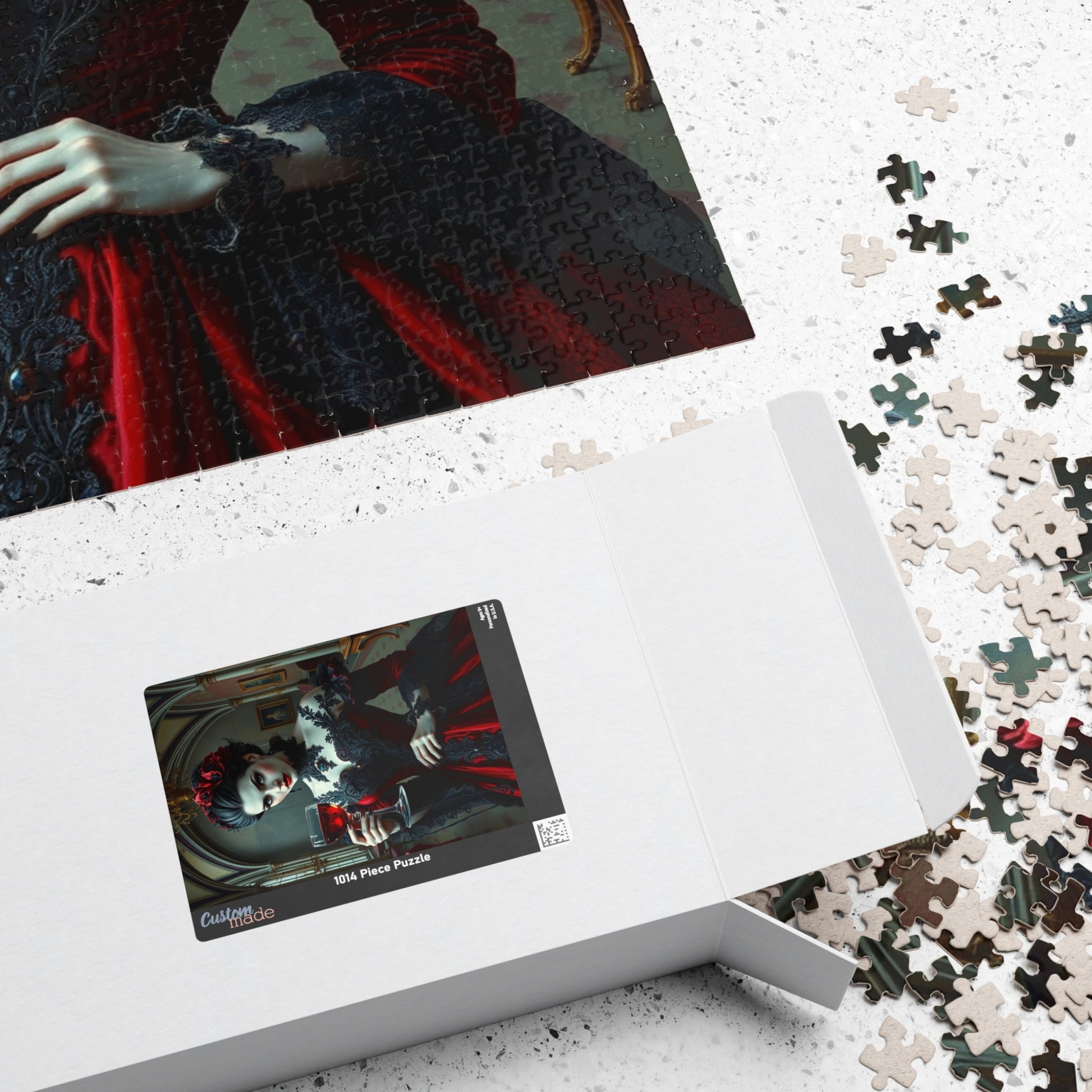 Gothic Vampire Countess Jigsaw Puzzle, Victorian Lady in a Candlelit Castle Ballroom, Dark Fantasy Haunted Mansion Theme, Horror Lover Gift Puzzle The Puzzle Chest