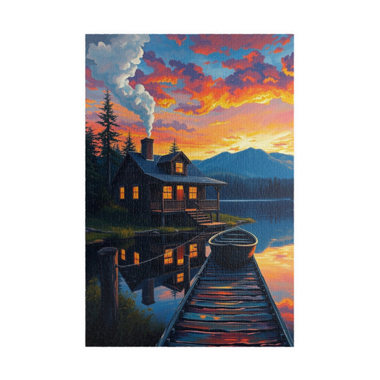 Serene Cabin Sunset Puzzle, Nature Jigsaw for Family Game Night, Gift for Nature Lovers, Cozy Decor Activity, Mindfulness 1014 pcs (Vertical) Puzzle The Puzzle Chest