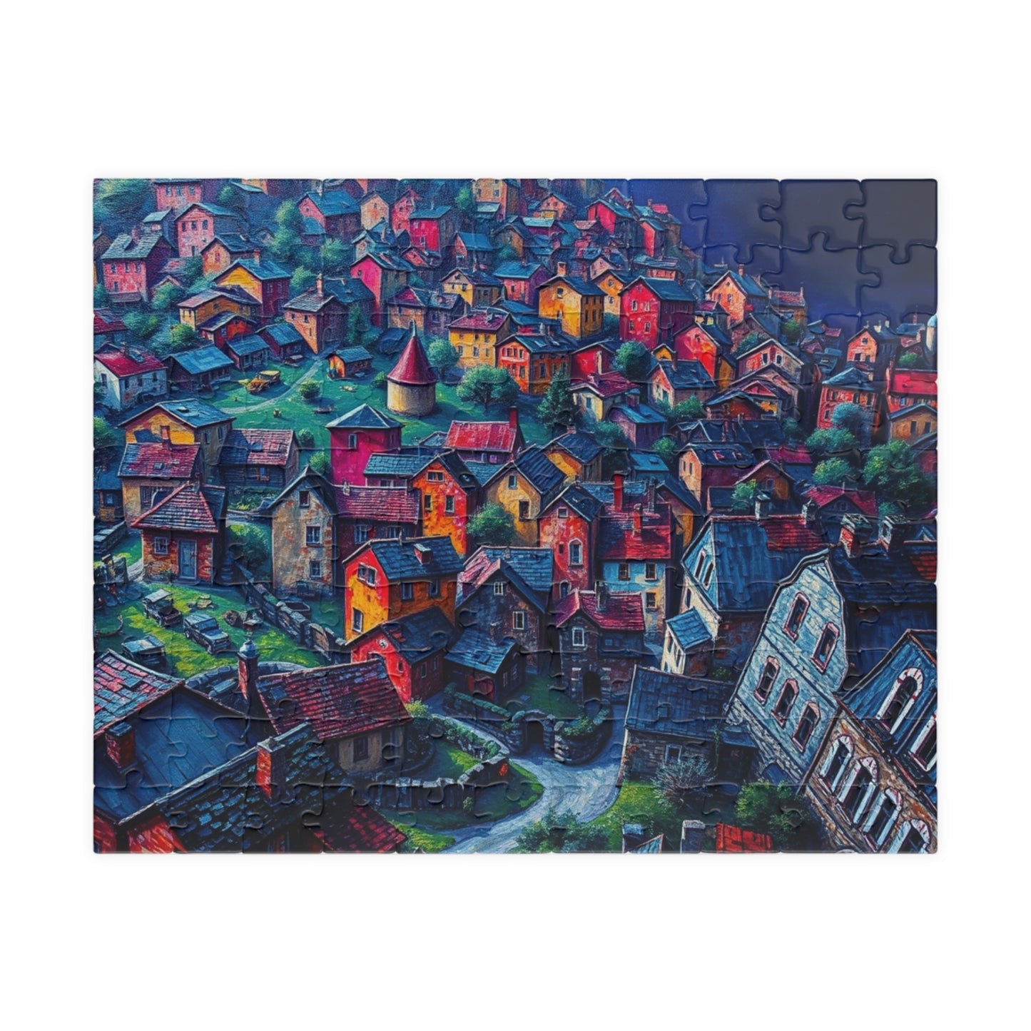 Electric Macro Close-Up Village Puzzle, Vivid Colors 3D Town Challenging, Jigsaw Game (110, 252, 520, 1014-pieces), Gift for Puzzle Fans 110 pcs (Horizontal) The Puzzle Chest