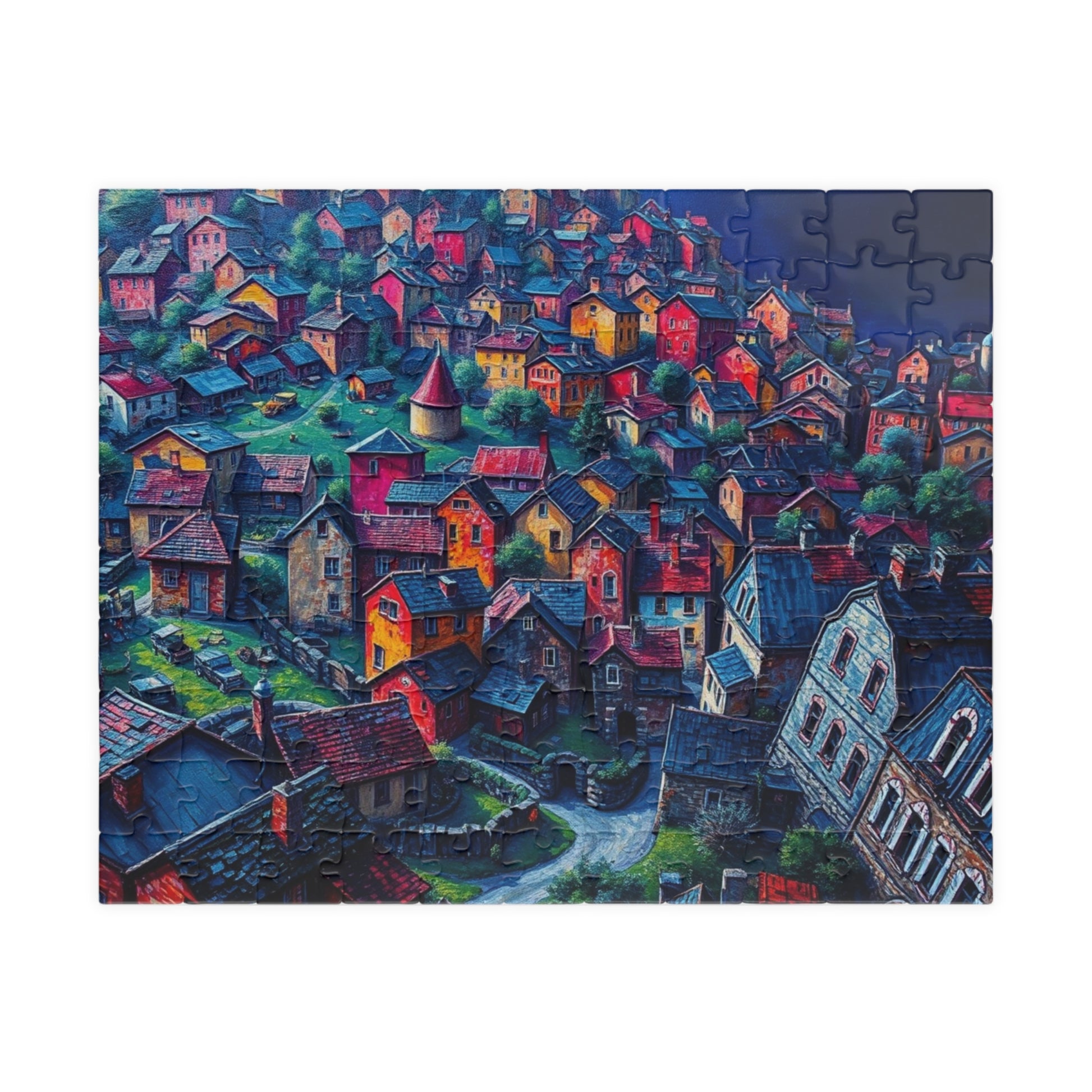 Electric Macro Close-Up Village Puzzle, Vivid Colors 3D Town Challenging, Jigsaw Game (110, 252, 520, 1014-pieces), Gift for Puzzle Fans 110 pcs (Horizontal) The Puzzle Chest