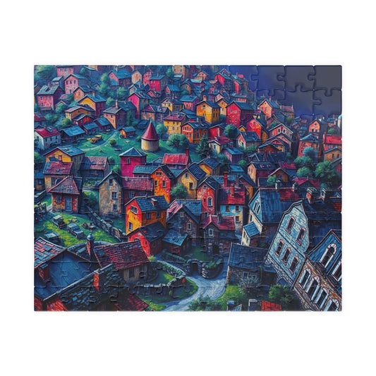 Electric Macro Close-Up Village Puzzle, Vivid Colors 3D Town Challenging, Jigsaw Game (110, 252, 520, 1014-pieces), Gift for Puzzle Fans 110 pcs (Horizontal) The Puzzle Chest