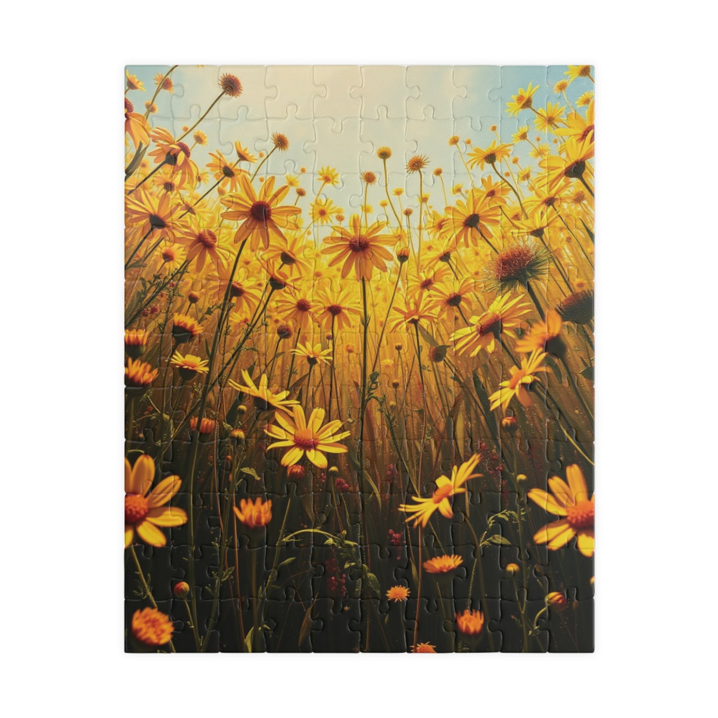 Golden Wildflower Field Puzzle, Bright Floral Flower Landscape Jigsaw Game, Mindful Challenge, Nature Themed Puzzle Lover Gift, Family Fun 110 pcs (Vertical) Puzzle The Puzzle Chest