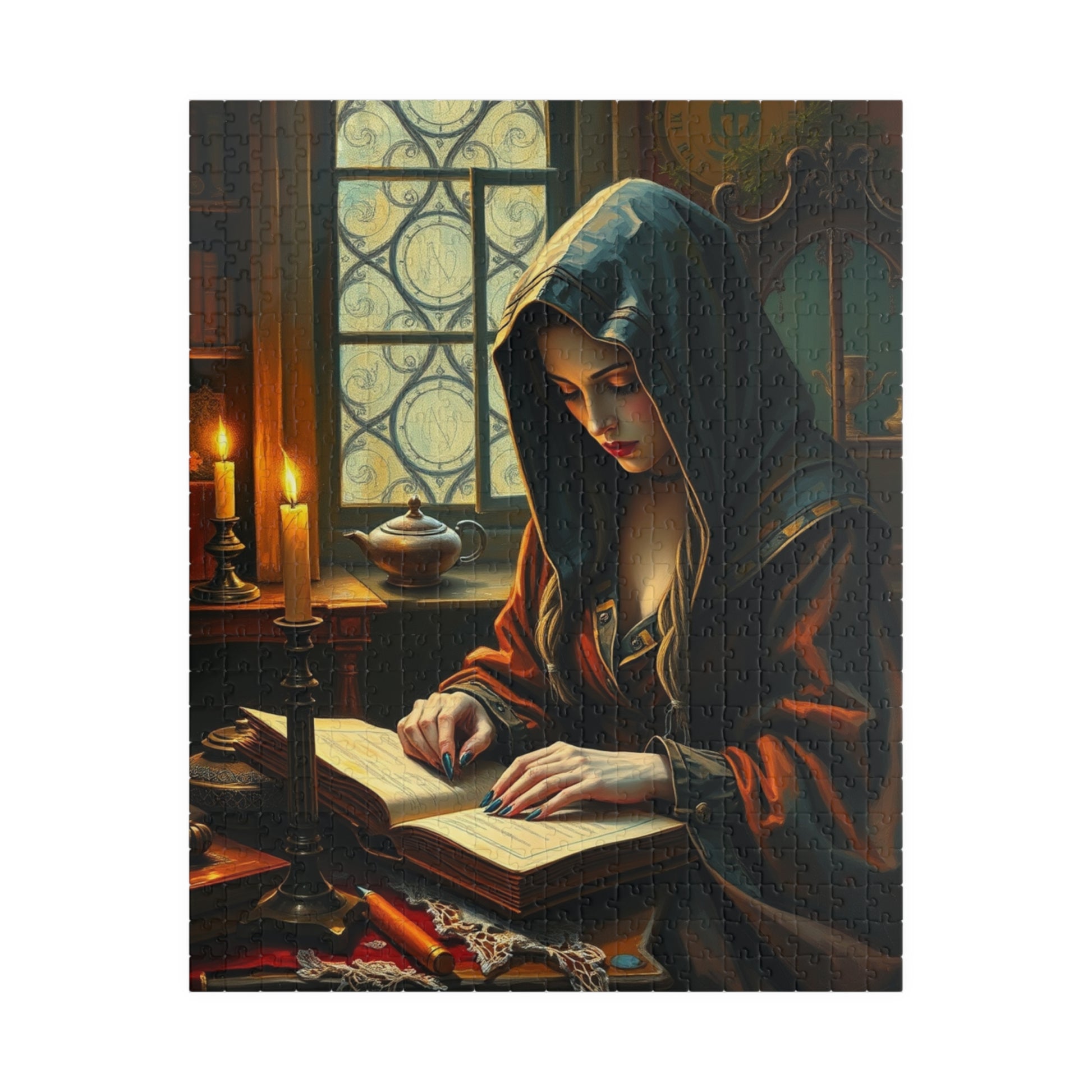 Mystical Gothic Art Puzzle, 110-1014 Piece Study Room Scene, Jigsaw Game for Relaxation, Ideal Gift for Puzzle Lovers, Entertaining Pastime 520 pcs (Vertical) Puzzle The Puzzle Chest