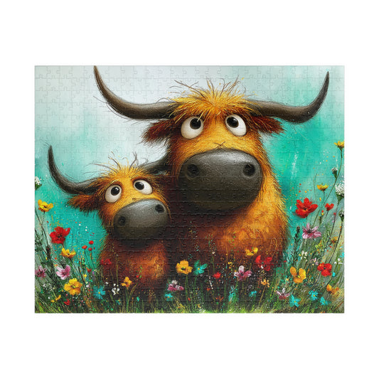 Whimsical Highland Cows Puzzle | 110/252/520 Piece Jigsaw Puzzle The Puzzle Chest