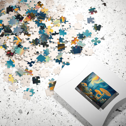 Enchanted Mushroom Puzzle with Aurora Borealis Design - Perfect Gift for Nature Lovers, Family Game Night, and Relaxation Puzzle The Puzzle Chest