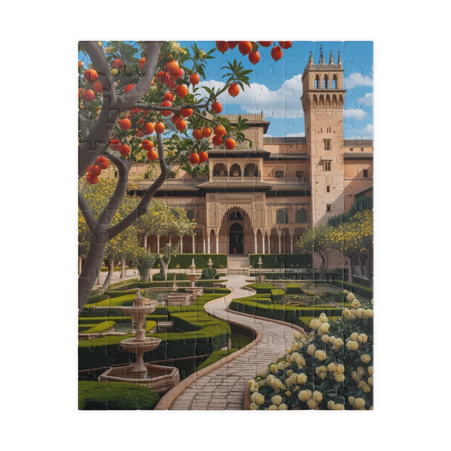 Alhambra Palace Landmark Puzzle, Spanish Architecture Jigsaw Game, Pomegranate Tree Garden, Family Entertainment, Quiet Leisure Activity 110 pcs (Vertical) Puzzle The Puzzle Chest