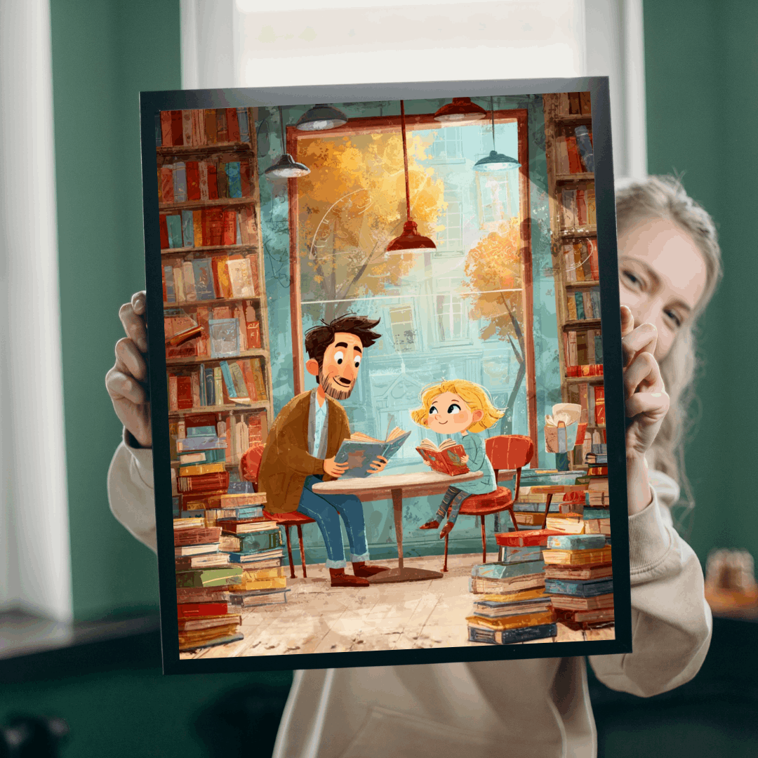 Whispers Between the Shelves - Watercolor Cozy Bookstore Jigsaw Puzzle, Storybook Cartoon Illustration Puzzle The Puzzle Chest