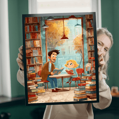 Whispers Between the Shelves - Watercolor Cozy Bookstore Jigsaw Puzzle, Storybook Cartoon Illustration Puzzle The Puzzle Chest