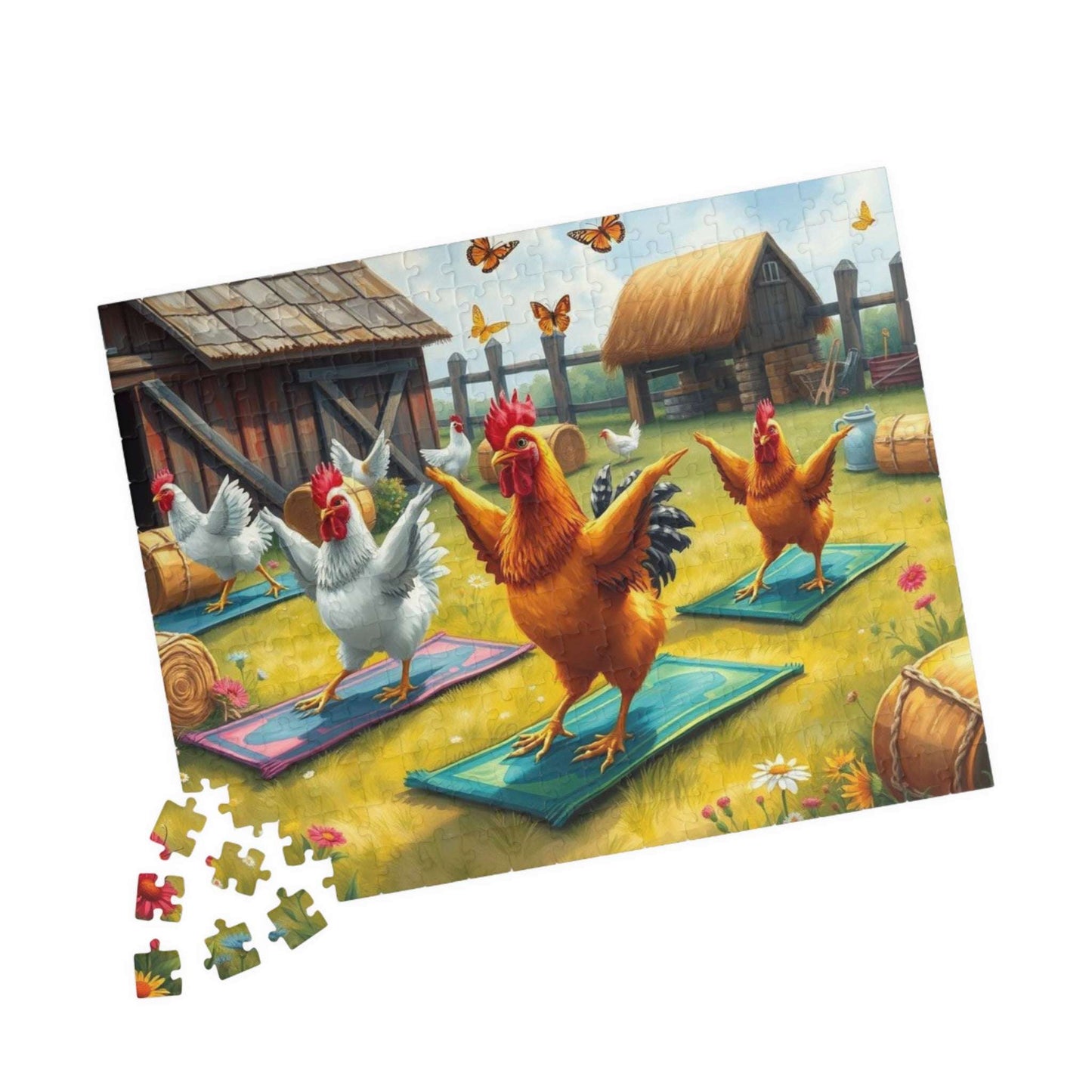 Farmyard Yoga Jigsaw Puzzle - Hilarious Chicken Exercise Class Puzzle The Puzzle Chest