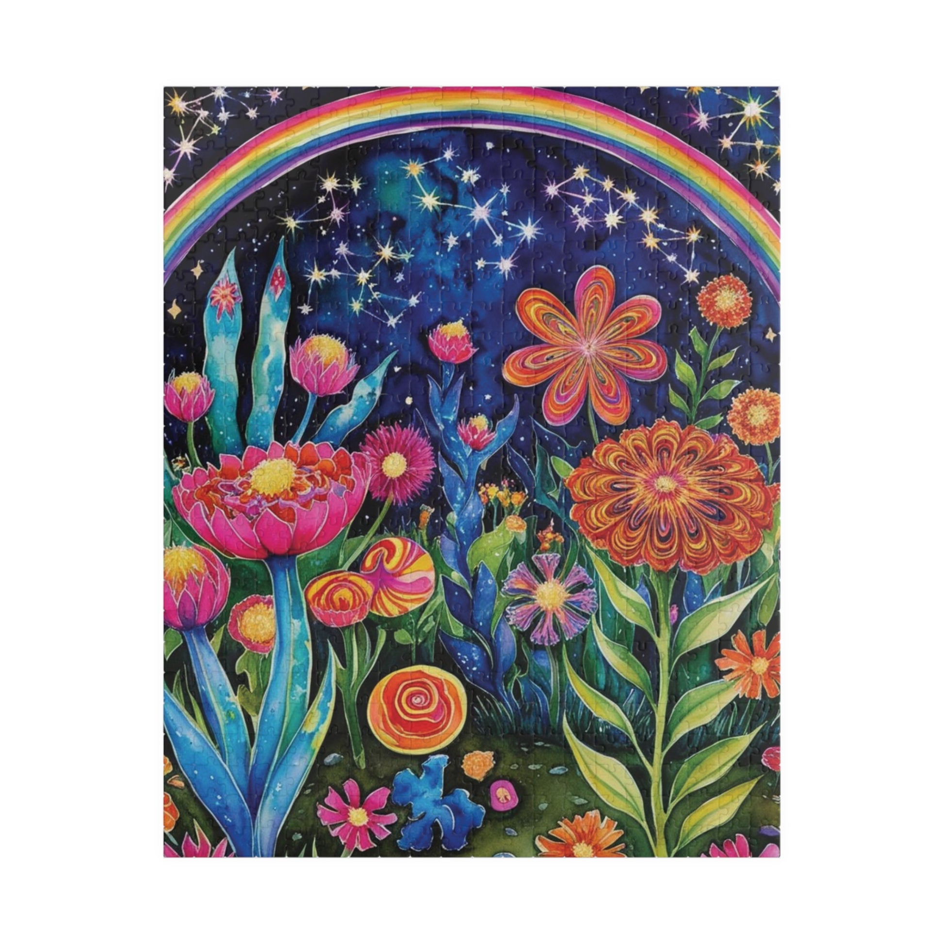 Trippy Puzzle, Glow in the Dark Garden, Otherworldly Hues Jigsaw Puzzle Game for Adults, Mind-Bending Design for Puzzle Lover, Enthusiasts 520 pcs (Vertical) Puzzle The Puzzle Chest