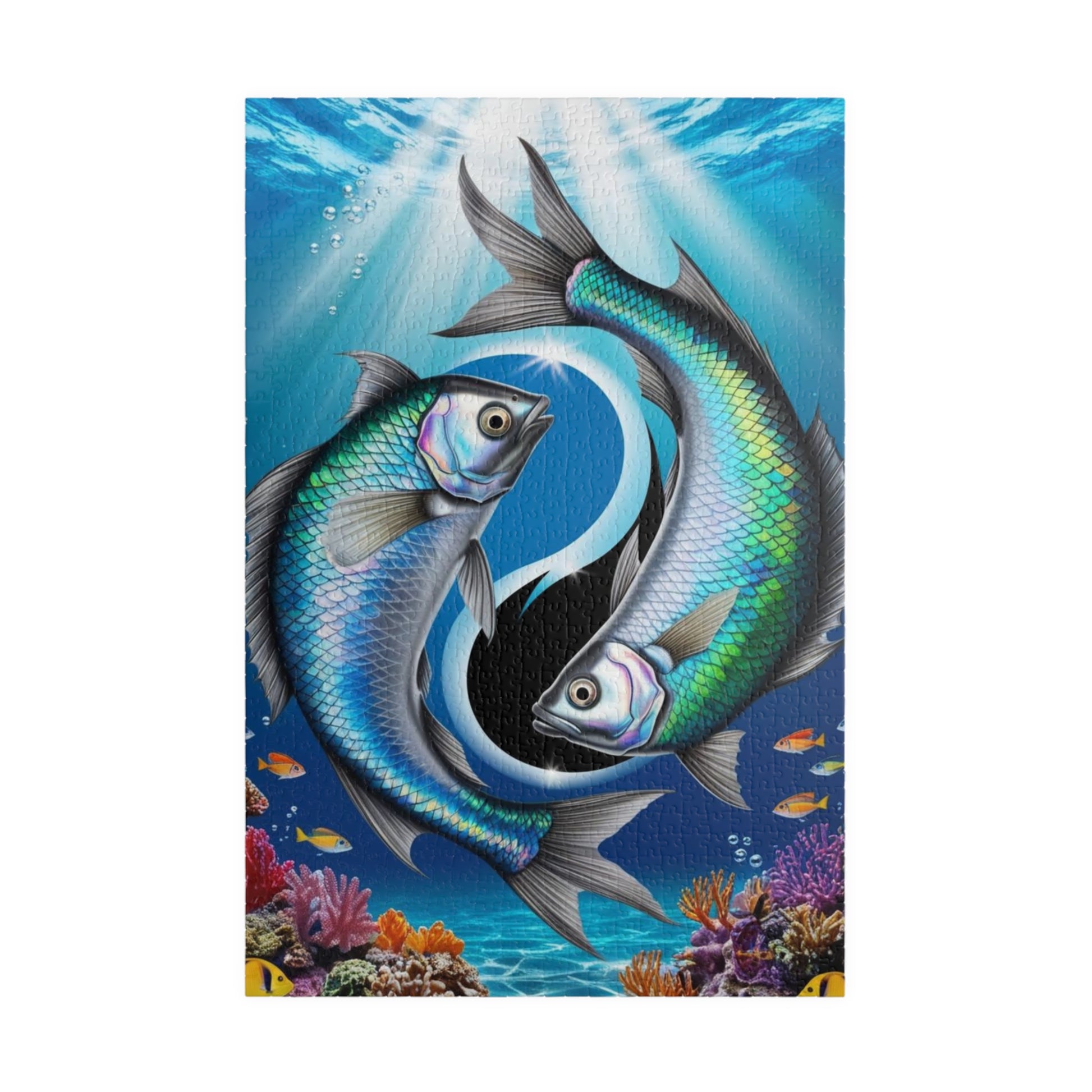 Ying Yang Fish Puzzle, 110-1014 Piece Pisces Zodiac Sign Jigsaw, Mindfulness Activity Gift for Fish Lovers, Family Game Night, Brain Teaser 1014 pcs (Vertical) Puzzle The Puzzle Chest