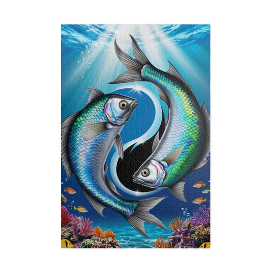 Ying Yang Fish Puzzle, 110-1014 Piece Pisces Zodiac Sign Jigsaw, Mindfulness Activity Gift for Fish Lovers, Family Game Night, Brain Teaser 1014 pcs (Vertical) Puzzle The Puzzle Chest
