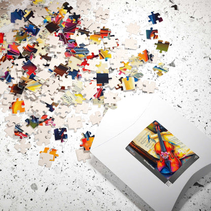 Violin Music Sheets Jigsaw Puzzle - Vintage Style Art, Gift for Musician, Music Teacher & Violin Lover, Brain Teaser, Fun Family Game Night