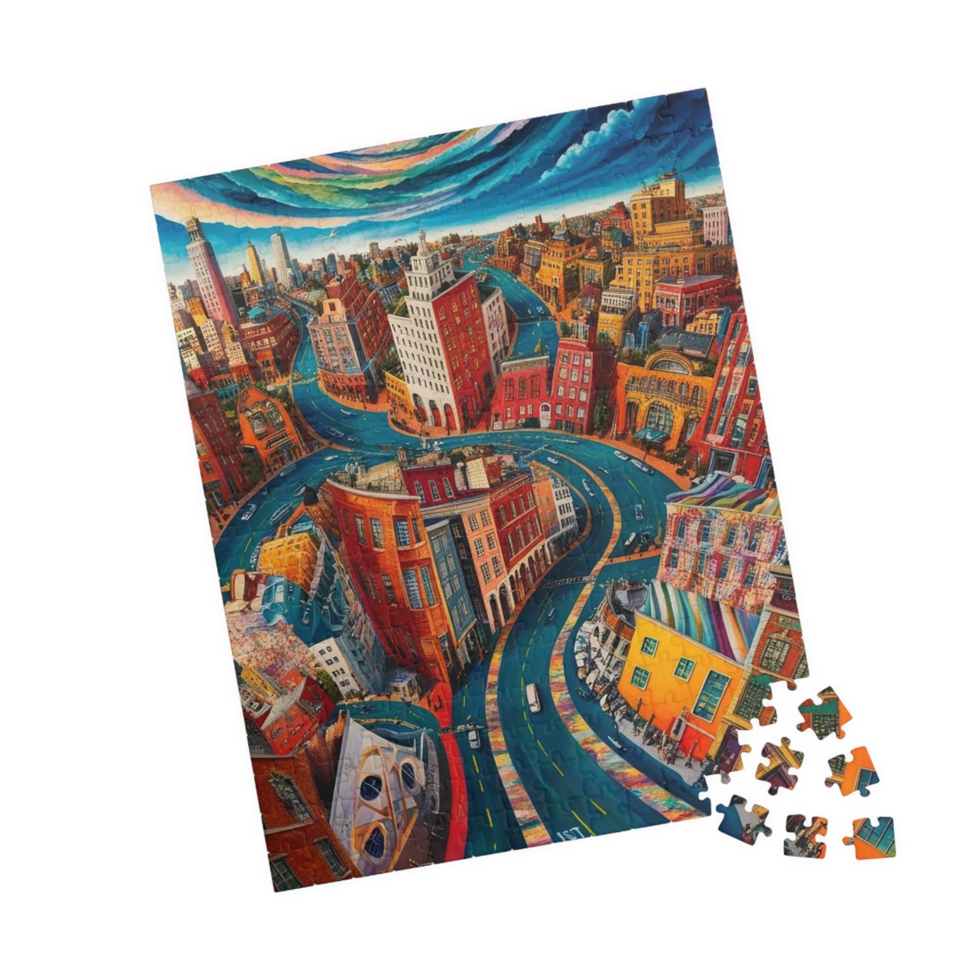 Surreal Cityscape Puzzle - 110, 252, 520, 1014-Piece, Fun Gift for Puzzle Lovers, Unique Wall Art, Family Game Night, Creative Art Therapy Puzzle The Puzzle Chest