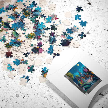 Whimsical Nighttime Village Puzzle - 110, 252, 520, 1014-piece, Ideal for Family Game Night, Mental Exercise, Gift for Puzzle Lovers The Puzzle Chest