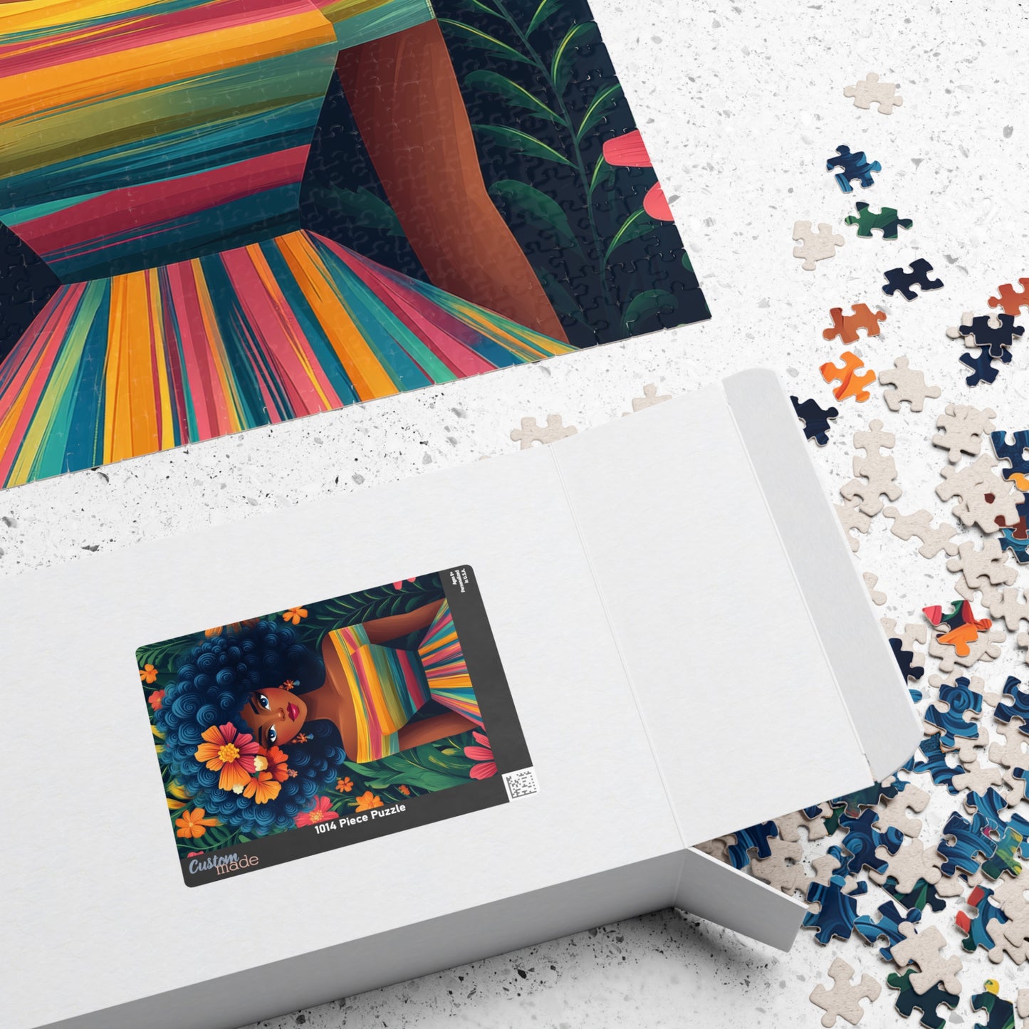 Afro Floral Portrait Puzzle 110-1014 Piece | Colorful Cartoonish Woman Jigsaw