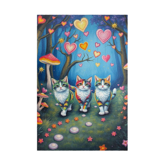 Cat Lovers Puzzle with Colorful Hearts, 110, 252, 520, 1014-Piece Jigsaw - Perfect Gift for Cat Enthusiasts, Family Game Night, Cozy [...]