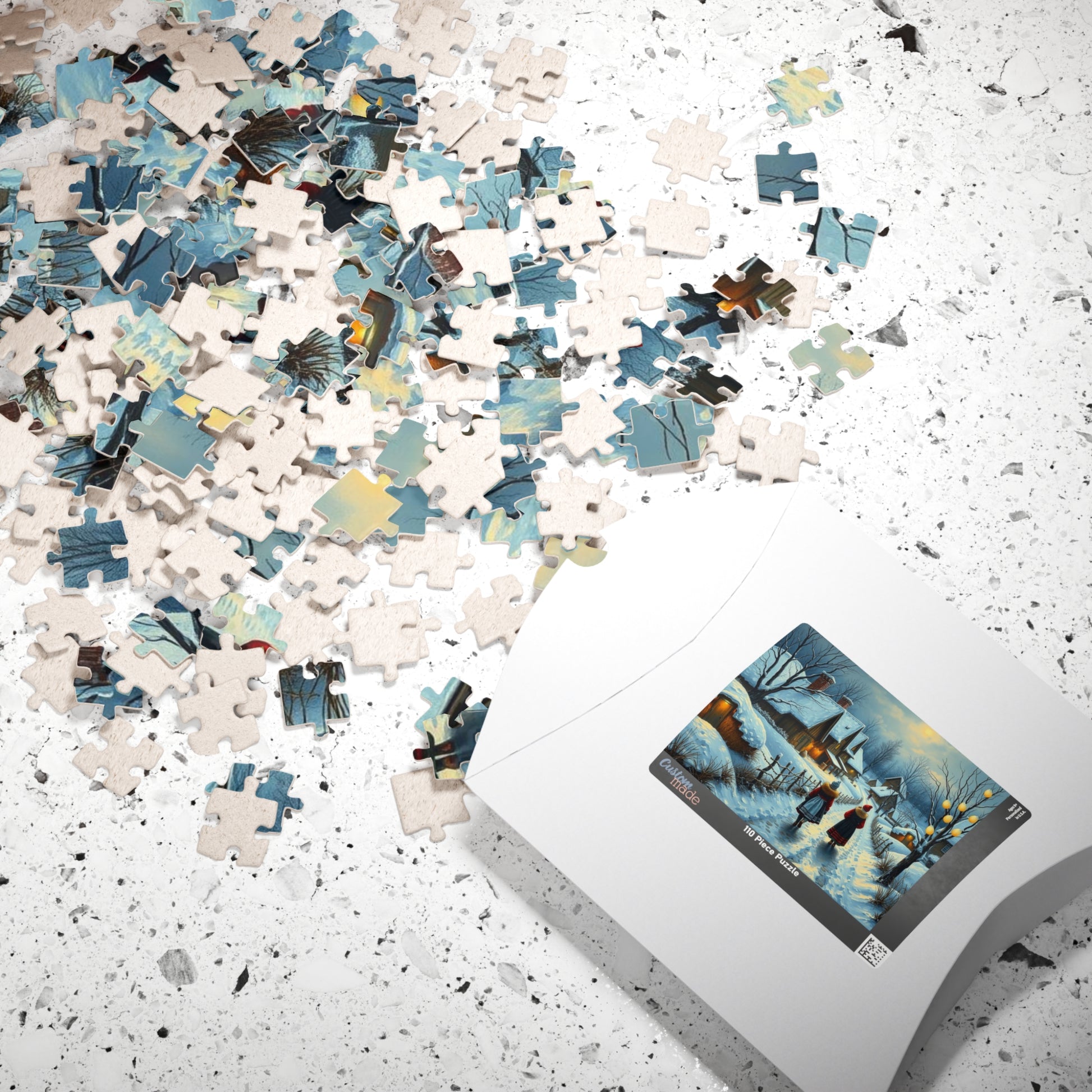 Ukrainian Village Jigsaw Puzzle - Winter Scene, Family Activity, Folk Art Puzzle, Christmas Holiday or Birthday Gift for Friends Puzzle The Puzzle Chest