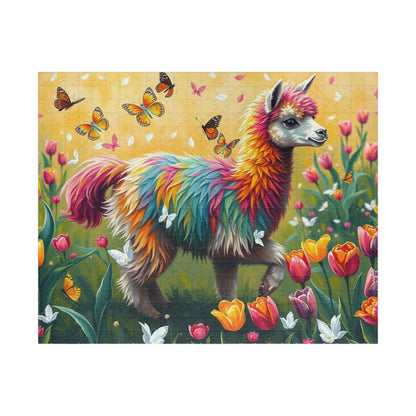 Rainbow Alpaca Puzzle | Colorful Llama Jigsaw Game, 120/252/500-Piece Floral Tulips Puzzle The Puzzle Chest