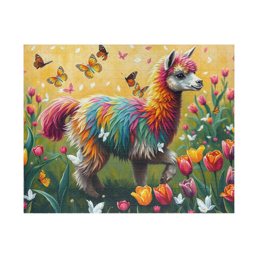 Rainbow Alpaca Puzzle | Colorful Llama Jigsaw Game, 120/252/500-Piece Floral Tulips Puzzle The Puzzle Chest