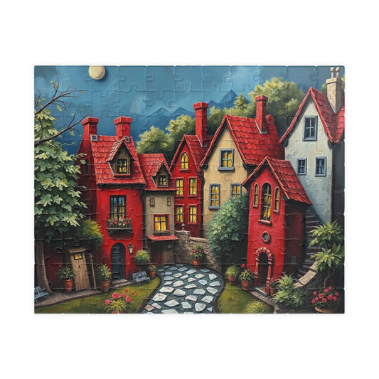 Adorable 3D Village Jigsaw Puzzle for Adults, 110, 252, 520, 1014-piece, Colorful and Cozy Town, Game for Puzzle Enthusiasts, Gift 110 pcs (Horizontal) The Puzzle Chest