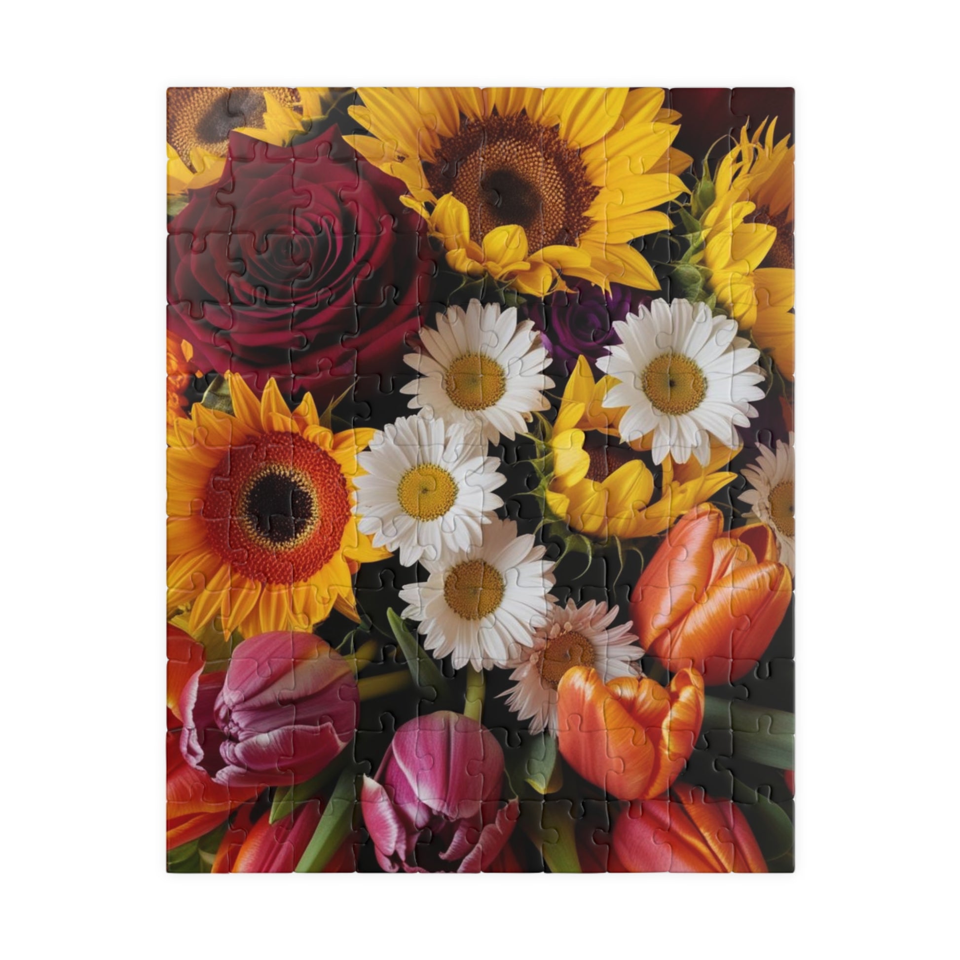 Chaotic Floral Jigsaw Puzzle, Vibrant Flower Collage Art, Gift for Garden Lover and Puzzle Enthusiast, Family Game Night, 110-1014 Piece 110 pcs (Vertical) Puzzle The Puzzle Chest