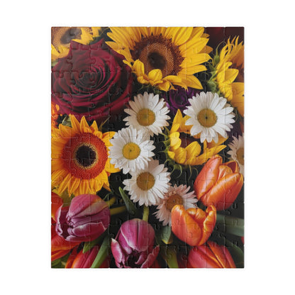Chaotic Floral Jigsaw Puzzle, Vibrant Flower Collage Art, Gift for Garden Lover and Puzzle Enthusiast, Family Game Night, 110-1014 Piece 110 pcs (Vertical) Puzzle The Puzzle Chest