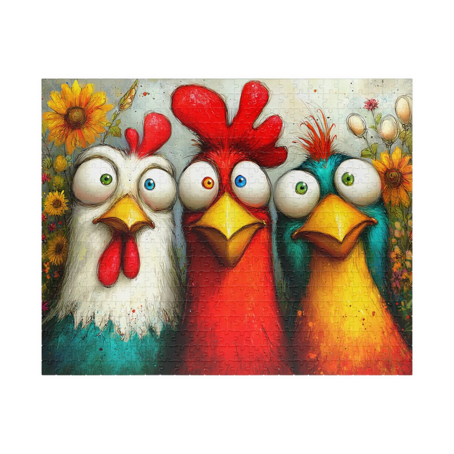 Colorful Cartoon Chickens Puzzle 110-520 Piece | Farm Animal Jigsaw Puzzle The Puzzle Chest