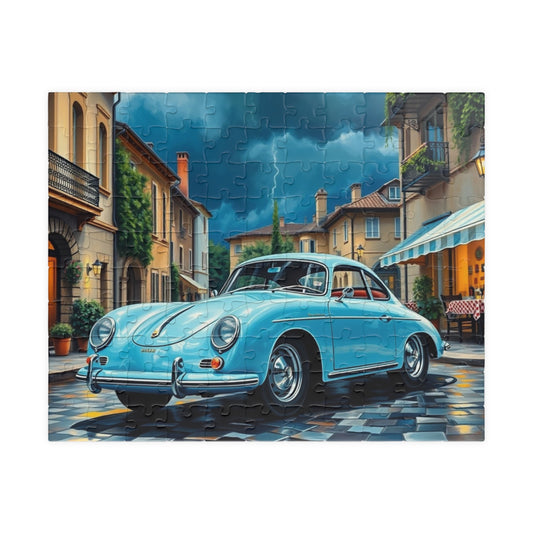 Classic Car Puzzle (110, 252, 520, 1014-piece), Pastel Blue 1955 Porsche 356, Vintage Vehicle Jigsaw Game, Gift for Him, Mindfulness 110 pcs (Horizontal) Puzzle The Puzzle Chest