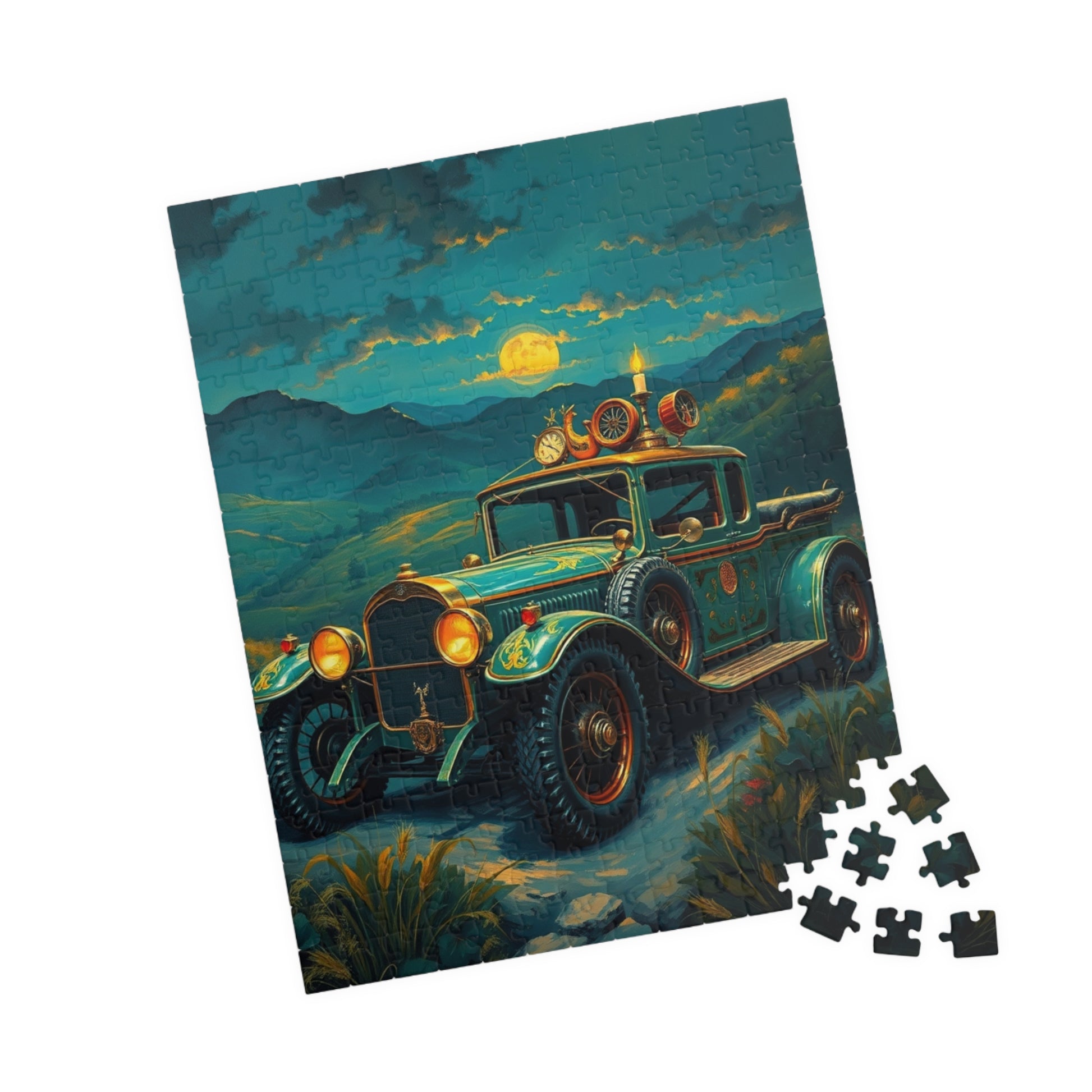 Vintage Steampunk Car Puzzle, Nostalgic 110, 252, 520, 1014-piece Jigsaw, Holiday Birthday Gift for Car Lovers, Family Game Night Puzzle The Puzzle Chest