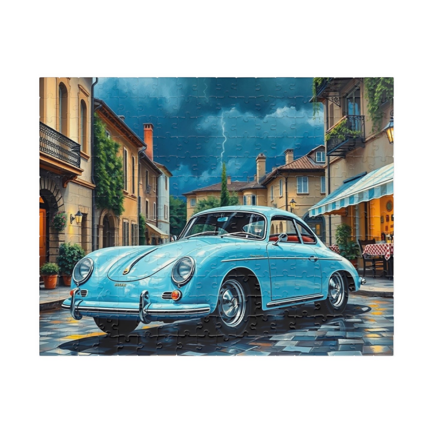 Classic Car Puzzle - Pastel Blue 1955 Vintage Vehicle Jigsaw Game 252 pcs (Horizontal) Puzzle The Puzzle Chest