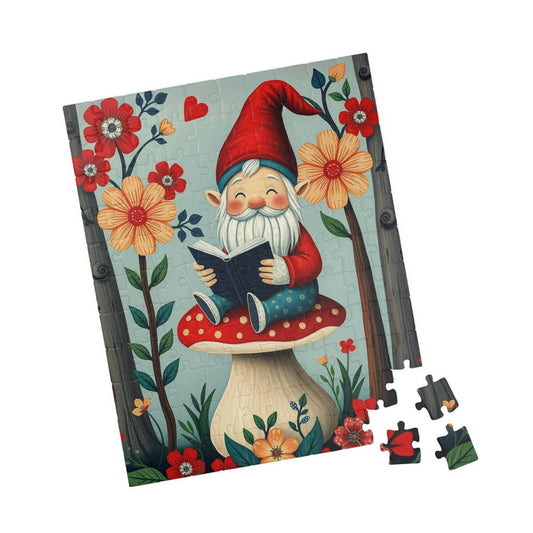 Nordic Gnome Reading Storybook – Scandinavian Folk Forest Dwarf Jigsaw Puzzle 110 pcs (Vertical) Puzzle The Puzzle Chest