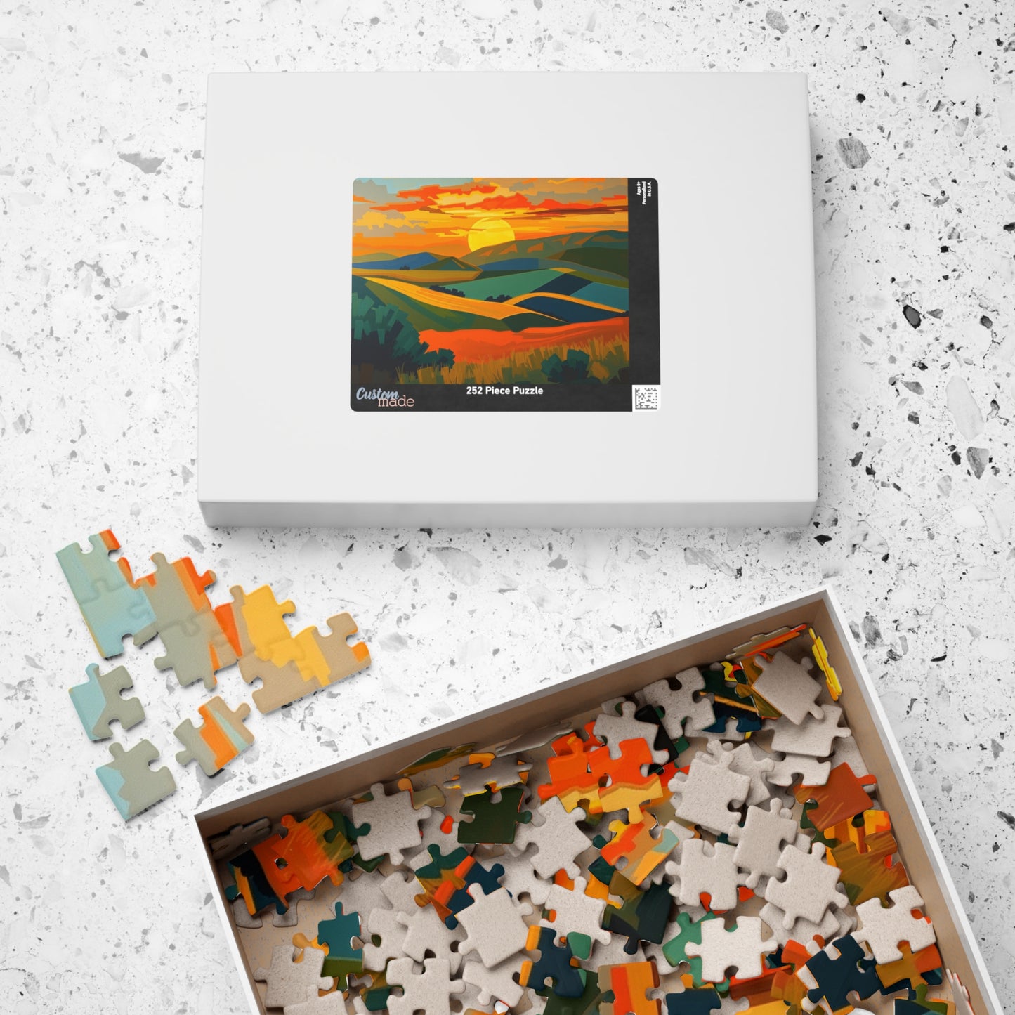 Sunset Landscape Puzzle, Abstract Jigsaw Game, Colorful Nature Art Puzzle for Adult Puzzle The Puzzle Chest