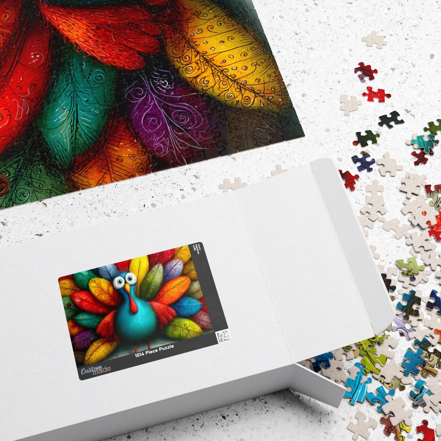 Colorful Turkey Illustration Puzzle | 110-1014 Piece Farm Animal Jigsaw Puzzle The Puzzle Chest