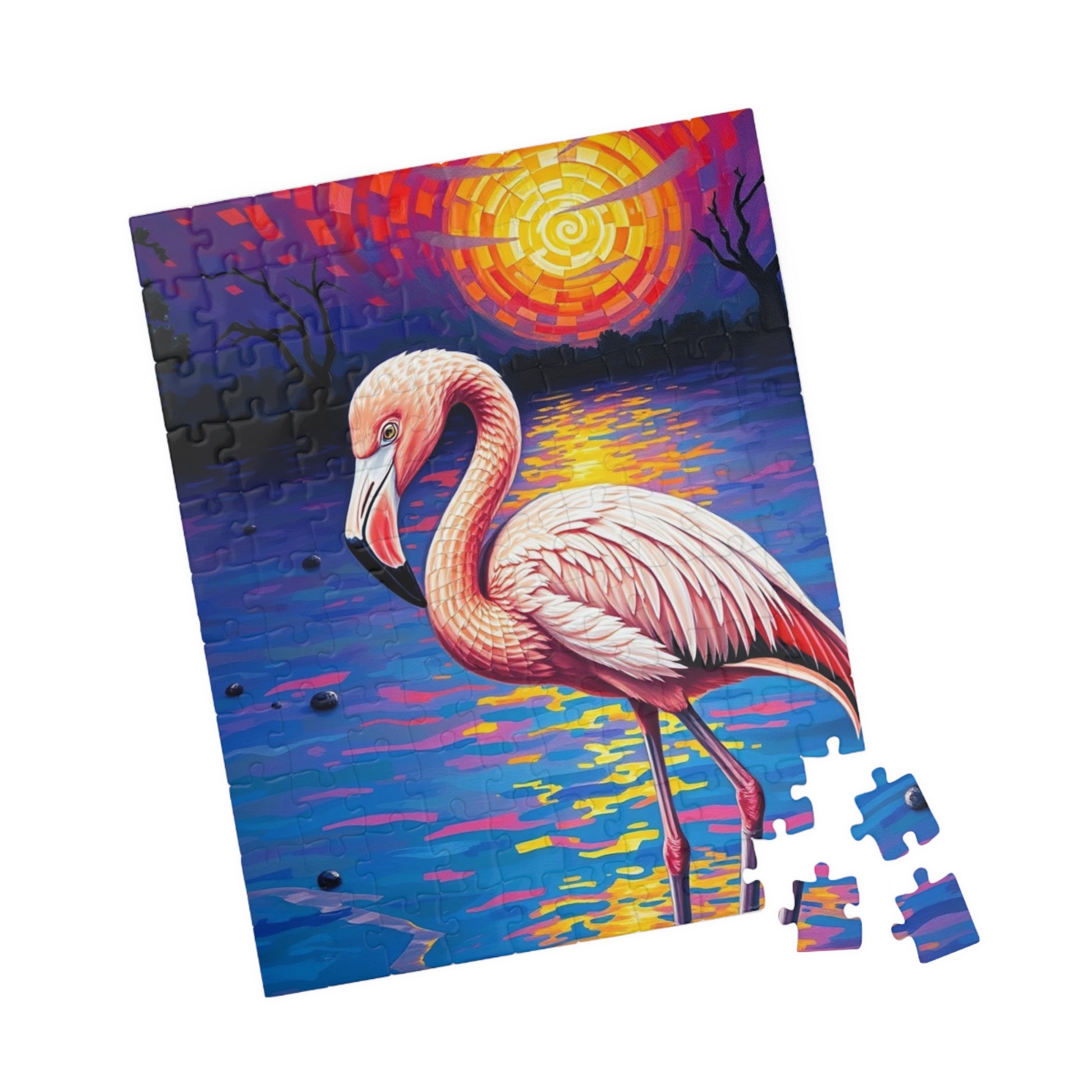Flamingo Sunset Mosaic Jigsaw Puzzle, 110-1014 Piece, Fun Family Activity, Creative Hobby, Educational Game, Gift for Bird Lovers Puzzle The Puzzle Chest