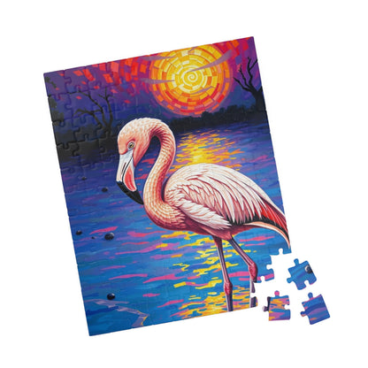 Flamingo Sunset Mosaic Jigsaw Puzzle, 110-1014 Piece, Fun Family Activity, Creative Hobby, Educational Game, Gift for Bird Lovers Puzzle The Puzzle Chest