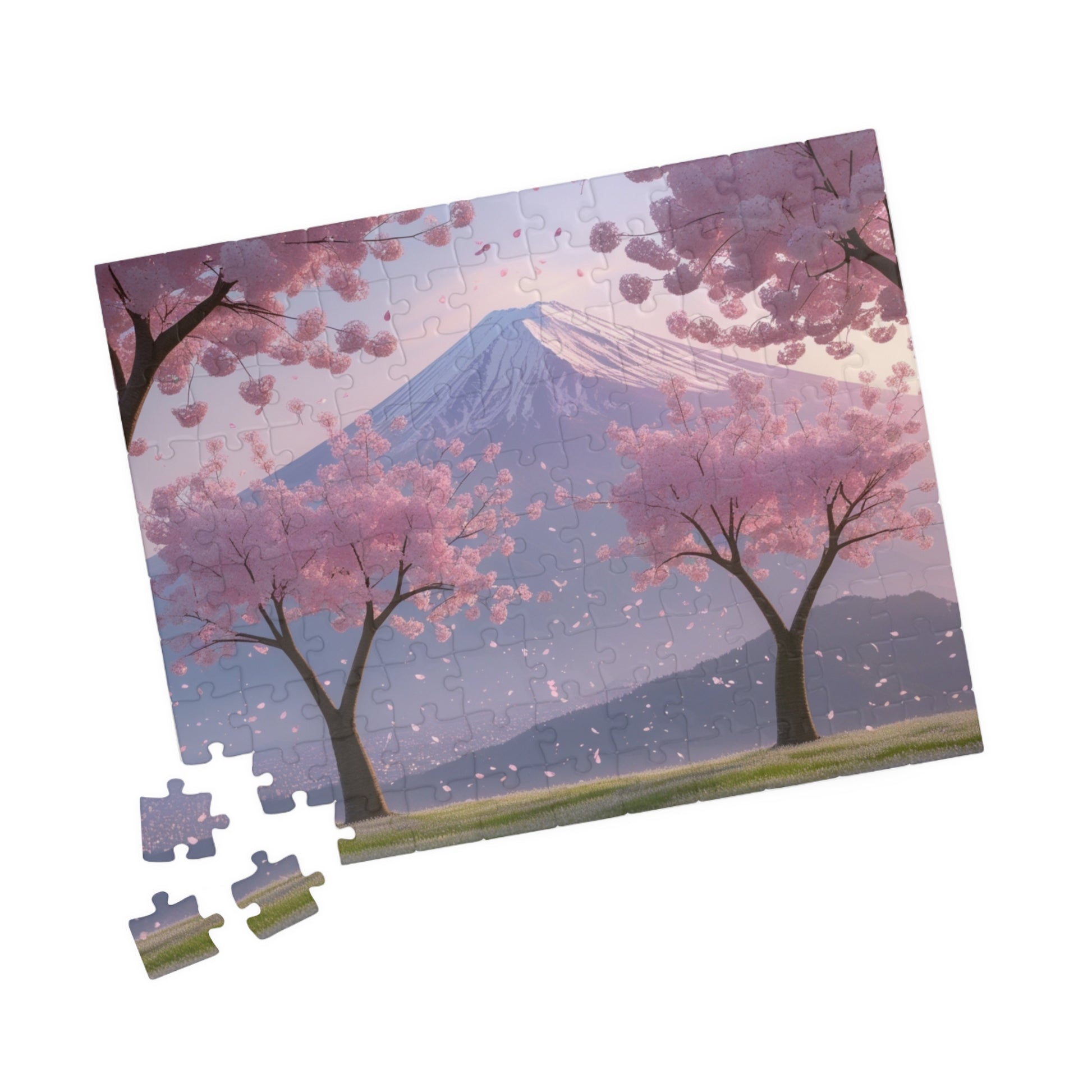 Scenic Mount Fuji Landscape Jigsaw Puzzle, Framed by Cherry Trees and Sakura Blossoms, Honshu Japan Famous Landmark, Gift for Travel Lover Puzzle The Puzzle Chest