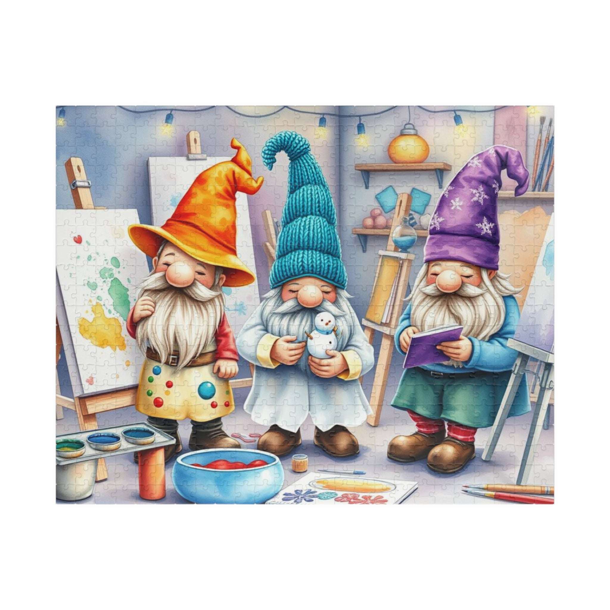 Artist Gnome Puzzle - Fantasy Mythical Jigsaw Puzzle with Palette and Canvas Puzzle The Puzzle Chest