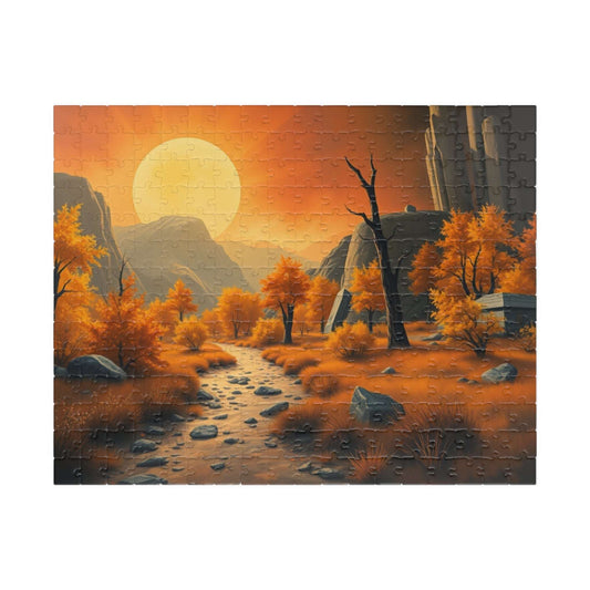 Autumn Sunset Landscape Puzzle - Fall Indoor Jigsaw Game, Cozy Family Activity, Perfect for Game Night, Gifts for Puzzle Lover, Brain Teaser 252 pcs (Horizontal) Puzzle The Puzzle Chest