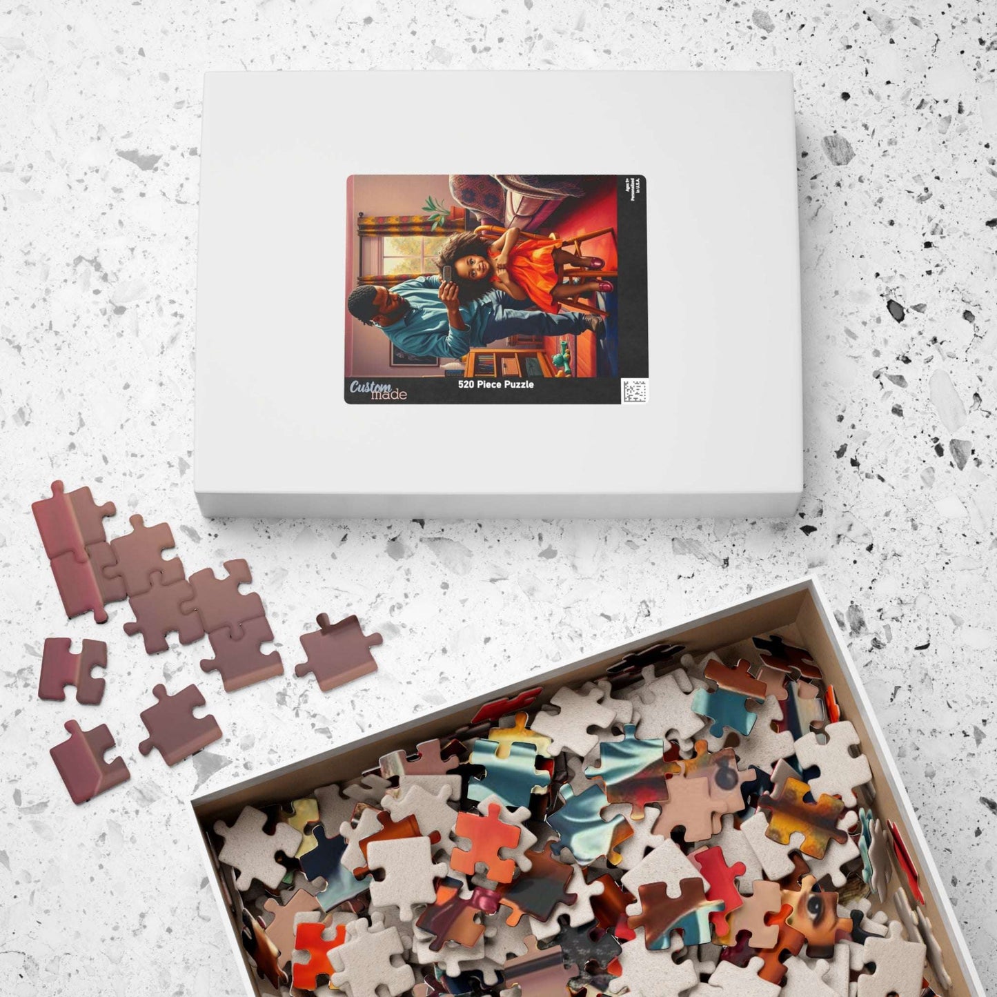 Father-Daughter Jigsaw Puzzle, Black Man Art, Afrocentric Holiday Birthday Gift for Parents, Family Bonding Indoor Activity, Educational Fun Puzzle The Puzzle Chest