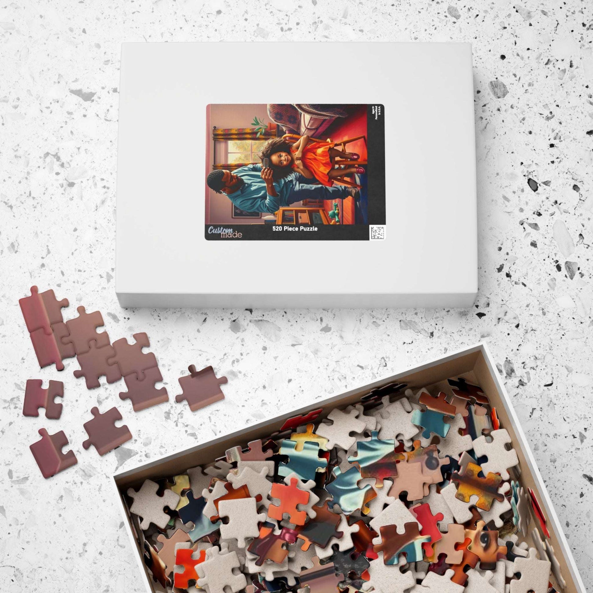 Father-Daughter Jigsaw Puzzle, Black Man Art, Afrocentric Holiday Birthday Gift for Parents, Family Bonding Indoor Activity, Educational Fun Puzzle The Puzzle Chest